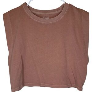 Sleeveless Cropped Tank Top in Warm Brown by Offline